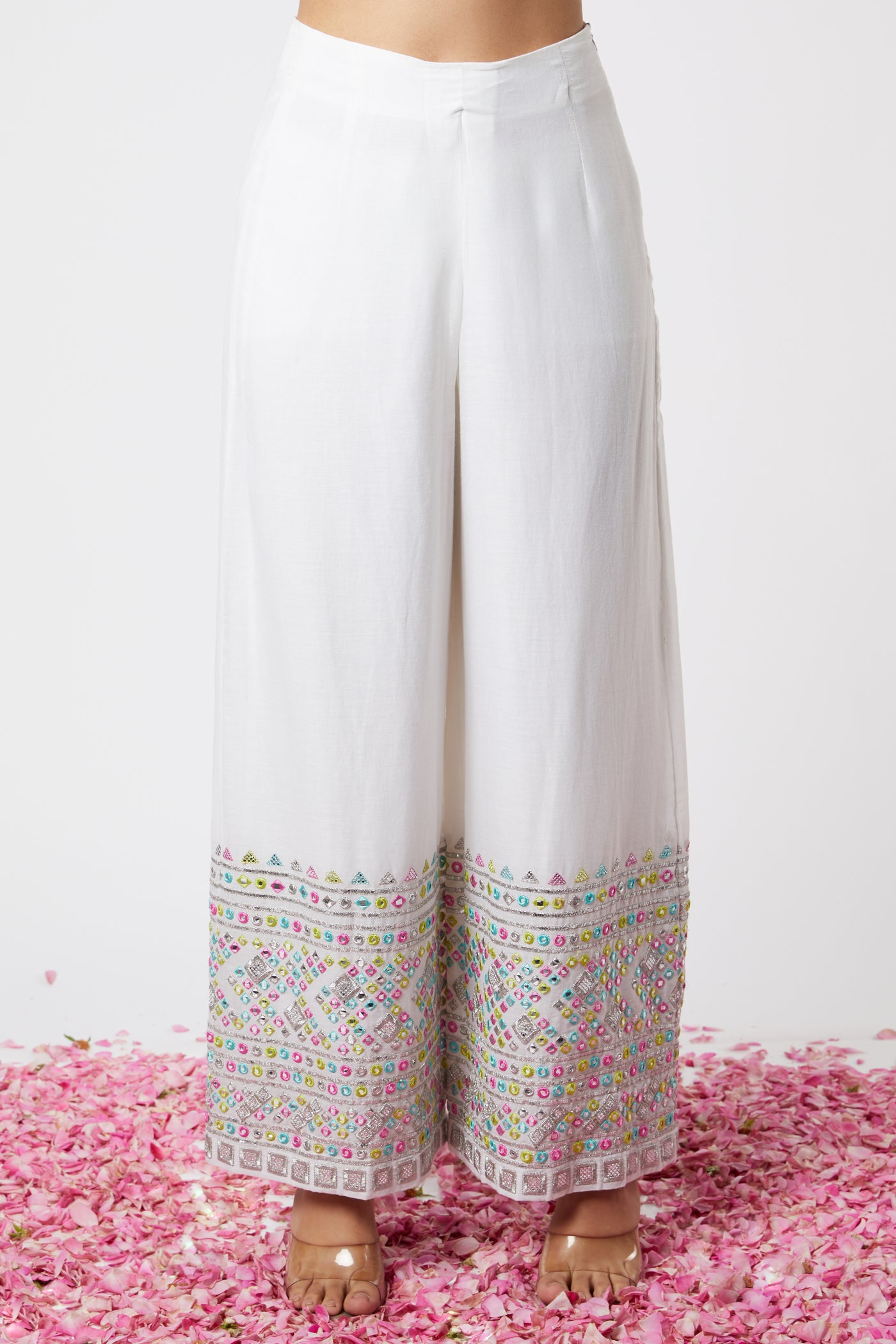 Gopi vaid Noor Pant Set ivory festive fusion indian designer wear online shopping melange singapore