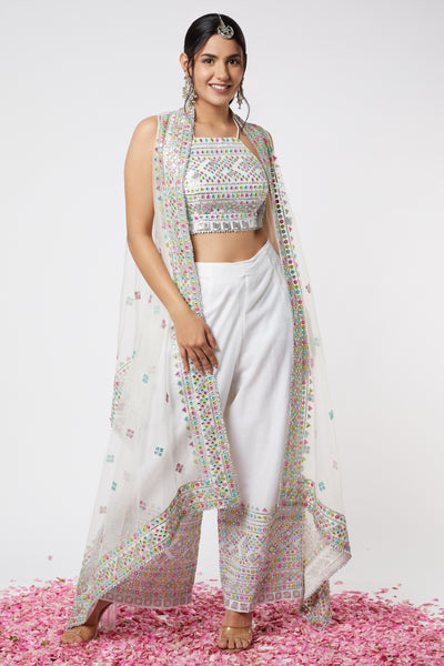 Gopi vaid Noor Pant Set ivory festive fusion indian designer wear online shopping melange singapore