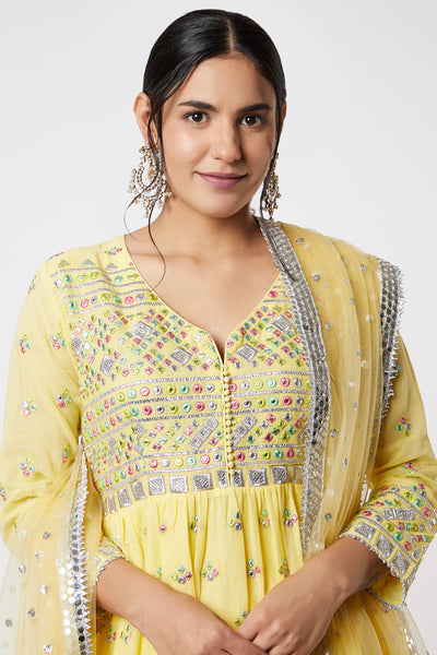 Gopi vaid Noor Peplum Garara Set yellow festive indian designer wear online shopping melange singapore