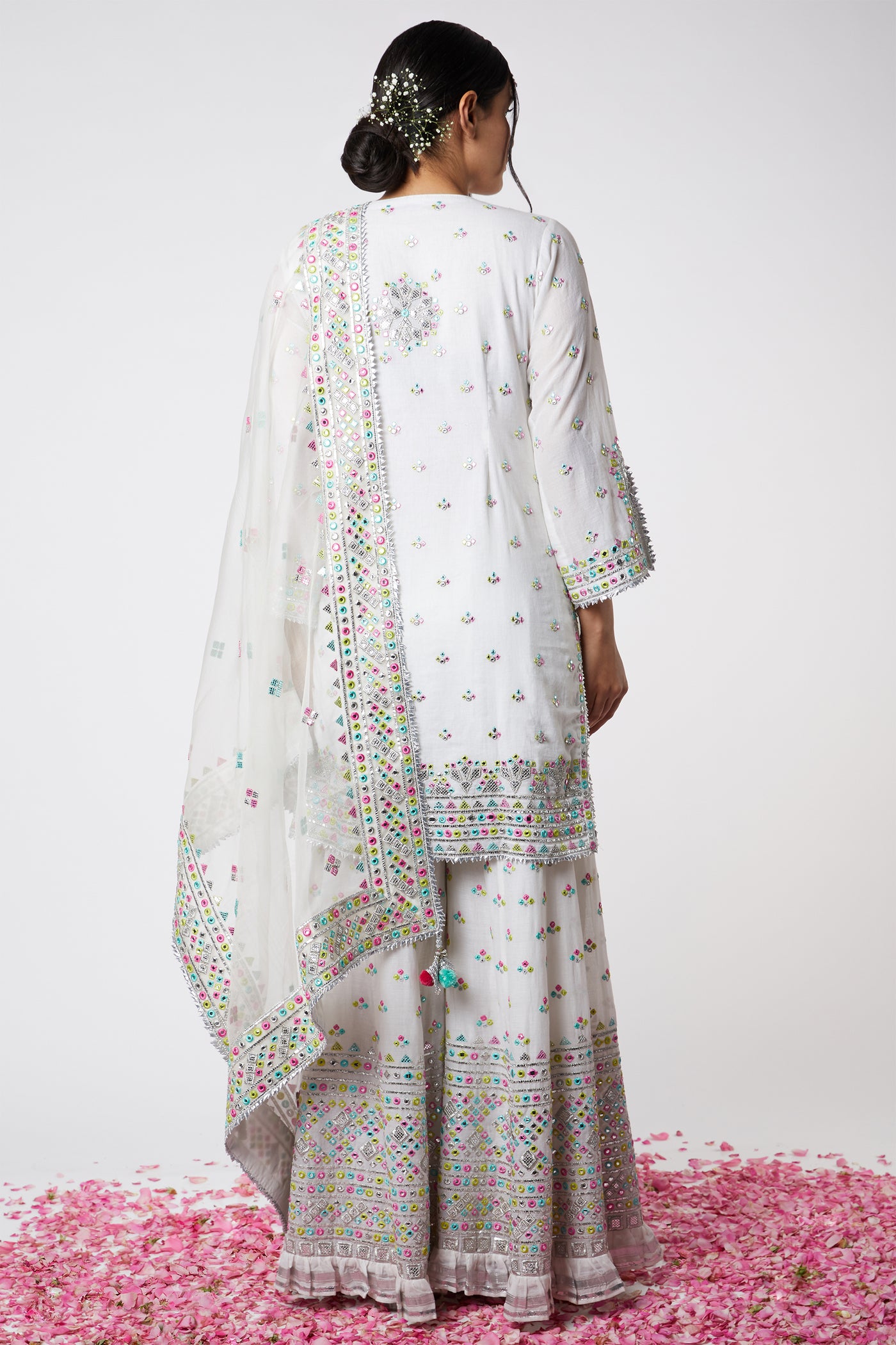 Gopi vaid Noor Sharara Set ivory festive indian designer wear online shopping melange singapore