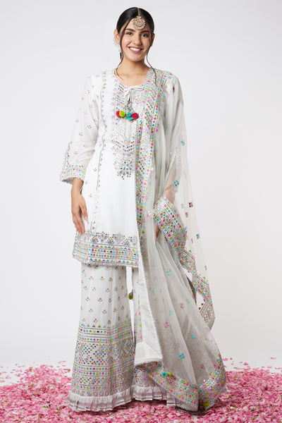 Gopi vaid Noor Sharara Set ivory festive indian designer wear online shopping melange singapore