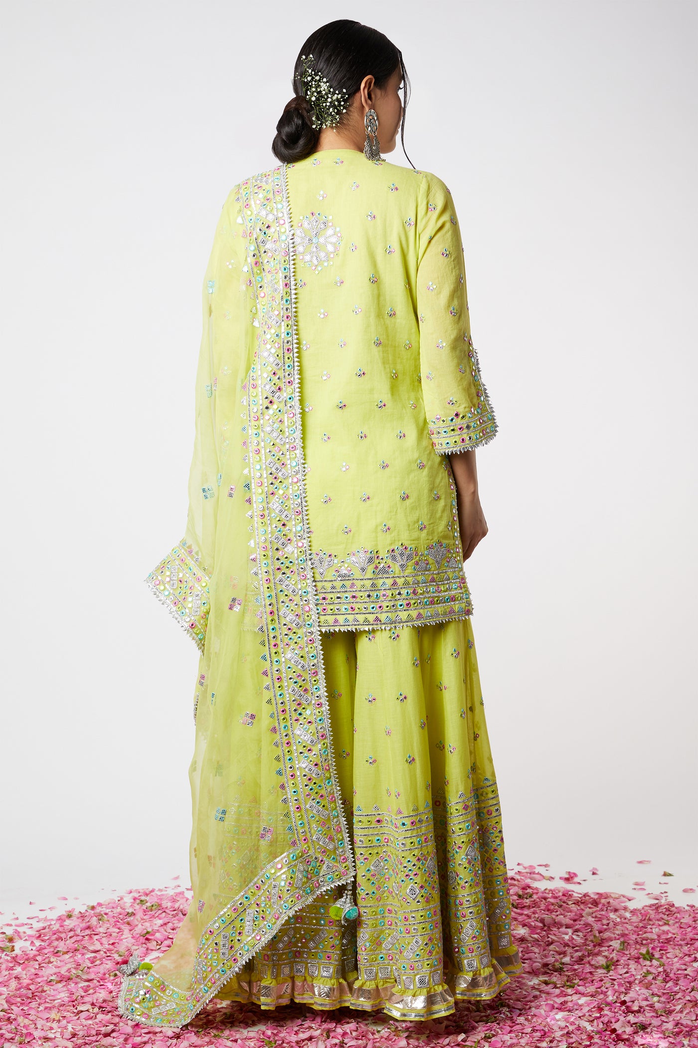 Gopi vaid Noor Sharara Set Lime festive indian designer wear online shopping melange singapore