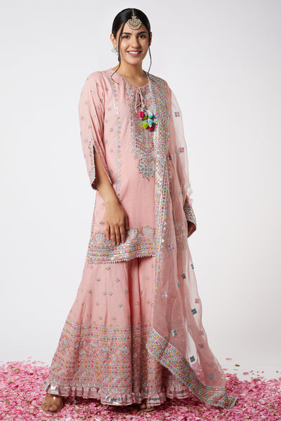 Gopo vaid Noor Sharara Set Pink festive indian designer wear online shopping melange singapore