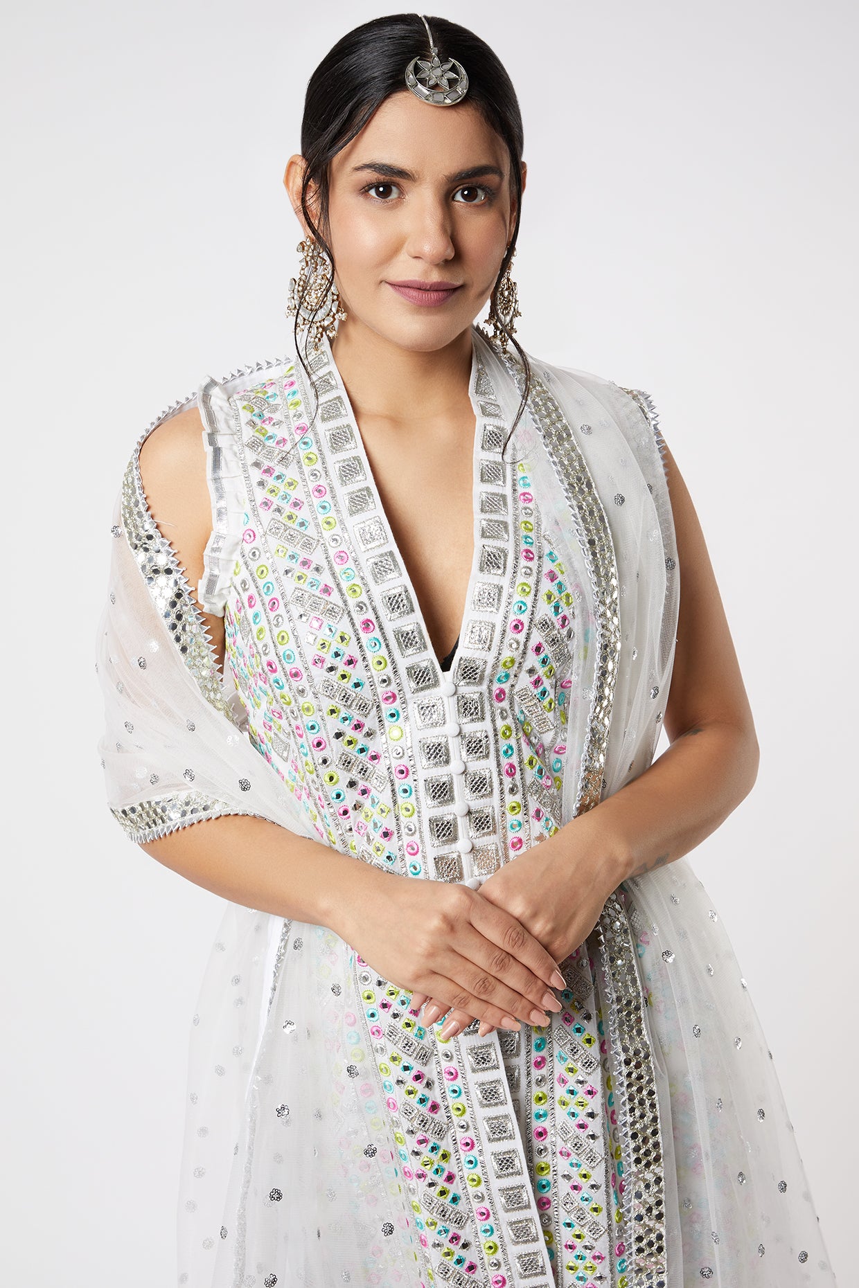 Gopi vaid Noor Sleeveless Sharara Set ivory festive indian designer wear online shopping melange singapore