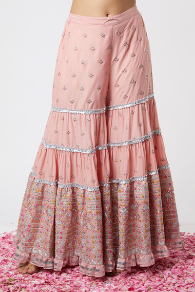 Gopi vaid Noor Sleeveless Sharara Set Pink festive indian designer wear online shopping melange singapore