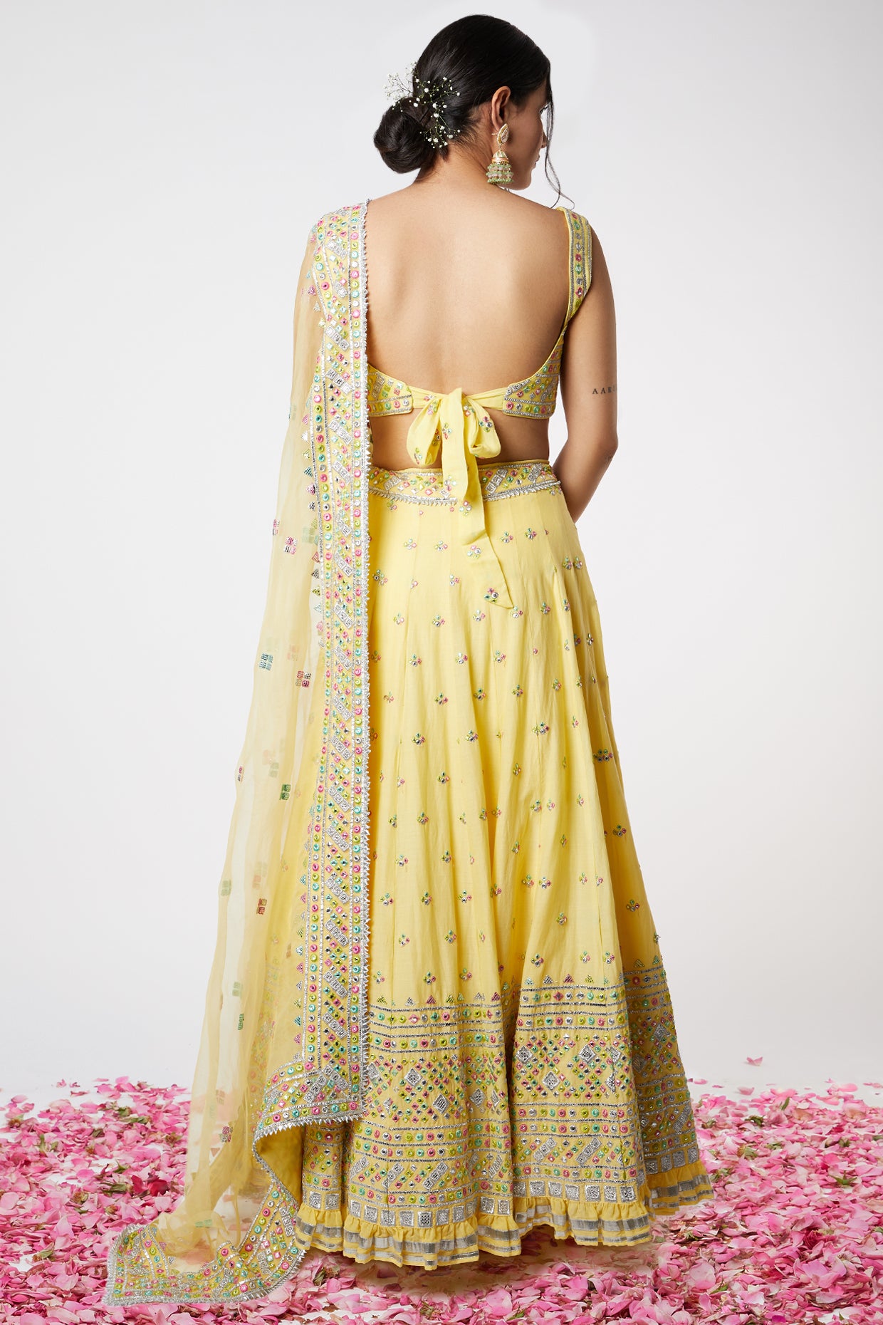 Gopi vaid Noor Strappy Lehenga Set yellow festive indian designer wear online shopping melange singapore