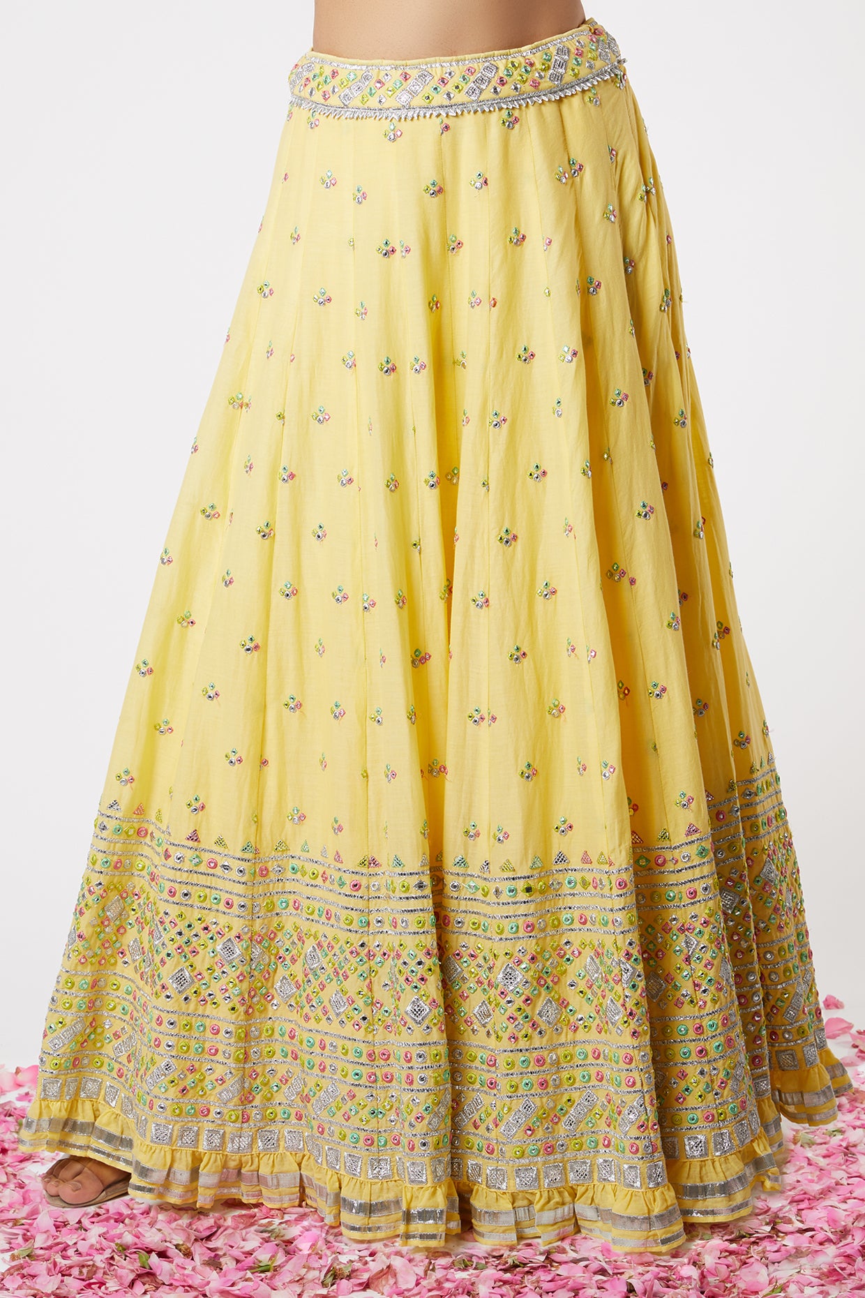 Gopi vaid Noor Strappy Lehenga Set yellow festive indian designer wear online shopping melange singapore