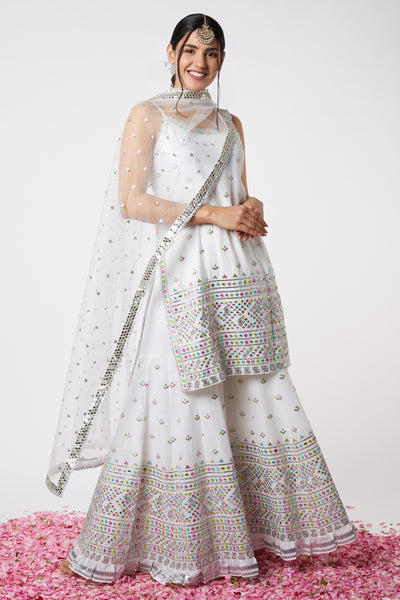 Gopi vaid Noor Strappy Sharara Set ivory festive indian designer wear online shopping melange singapore