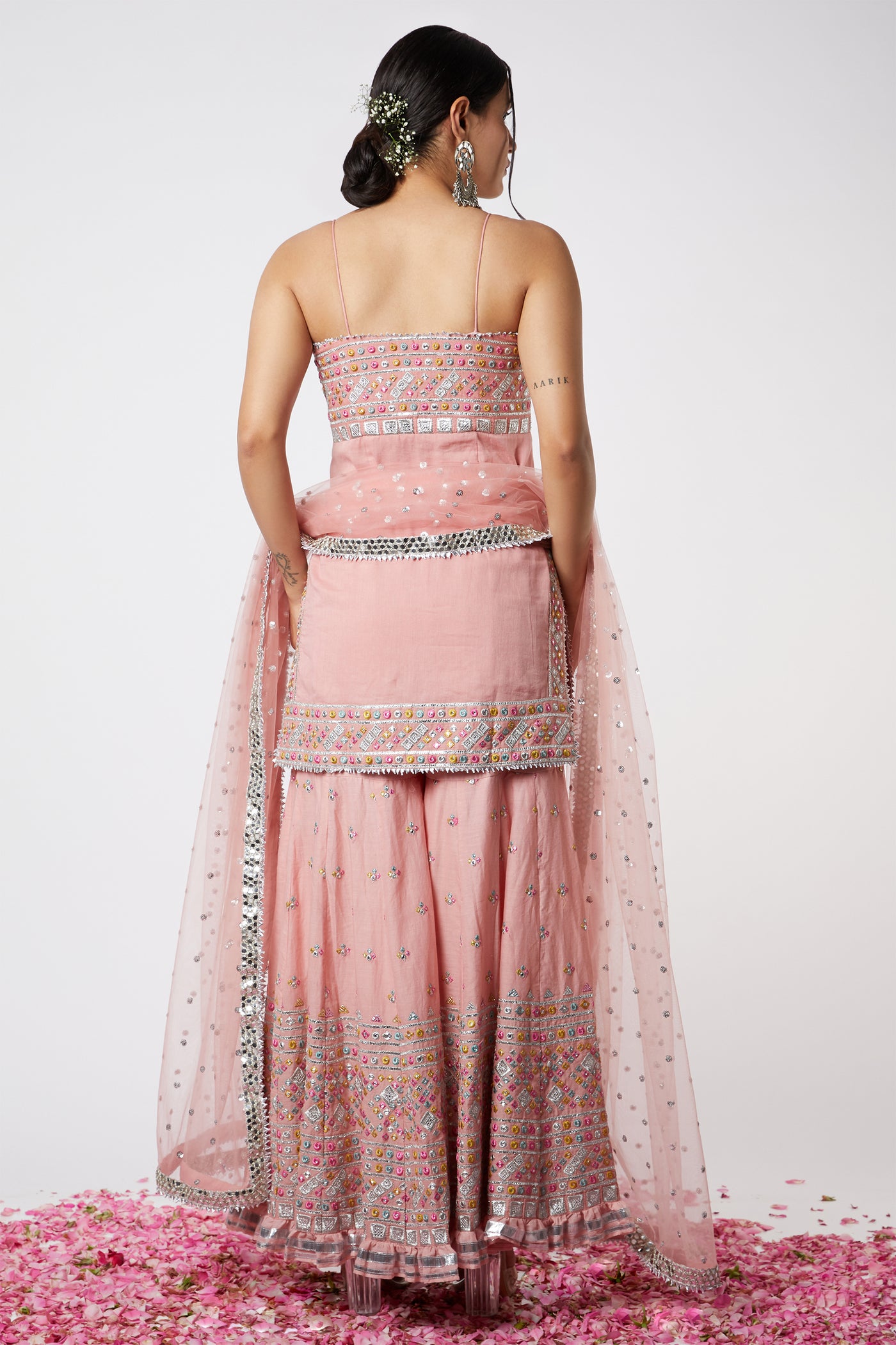Gopi vaid Noor Yoke Sharara Set Pink festive indian designer wear online shopping melange singapore