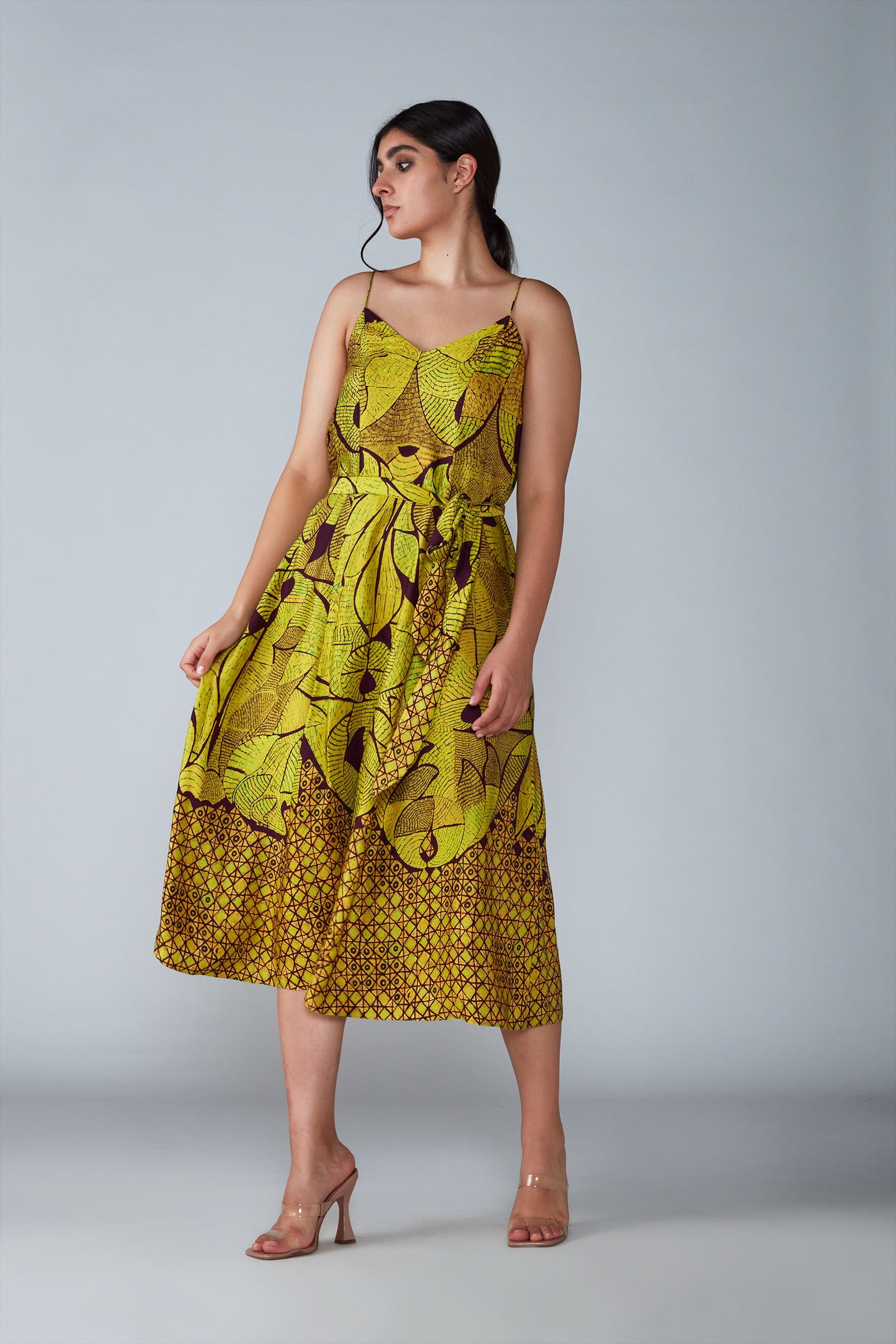 Saaksha and Kinni Abstract Tile Print Summer Dress With Belt