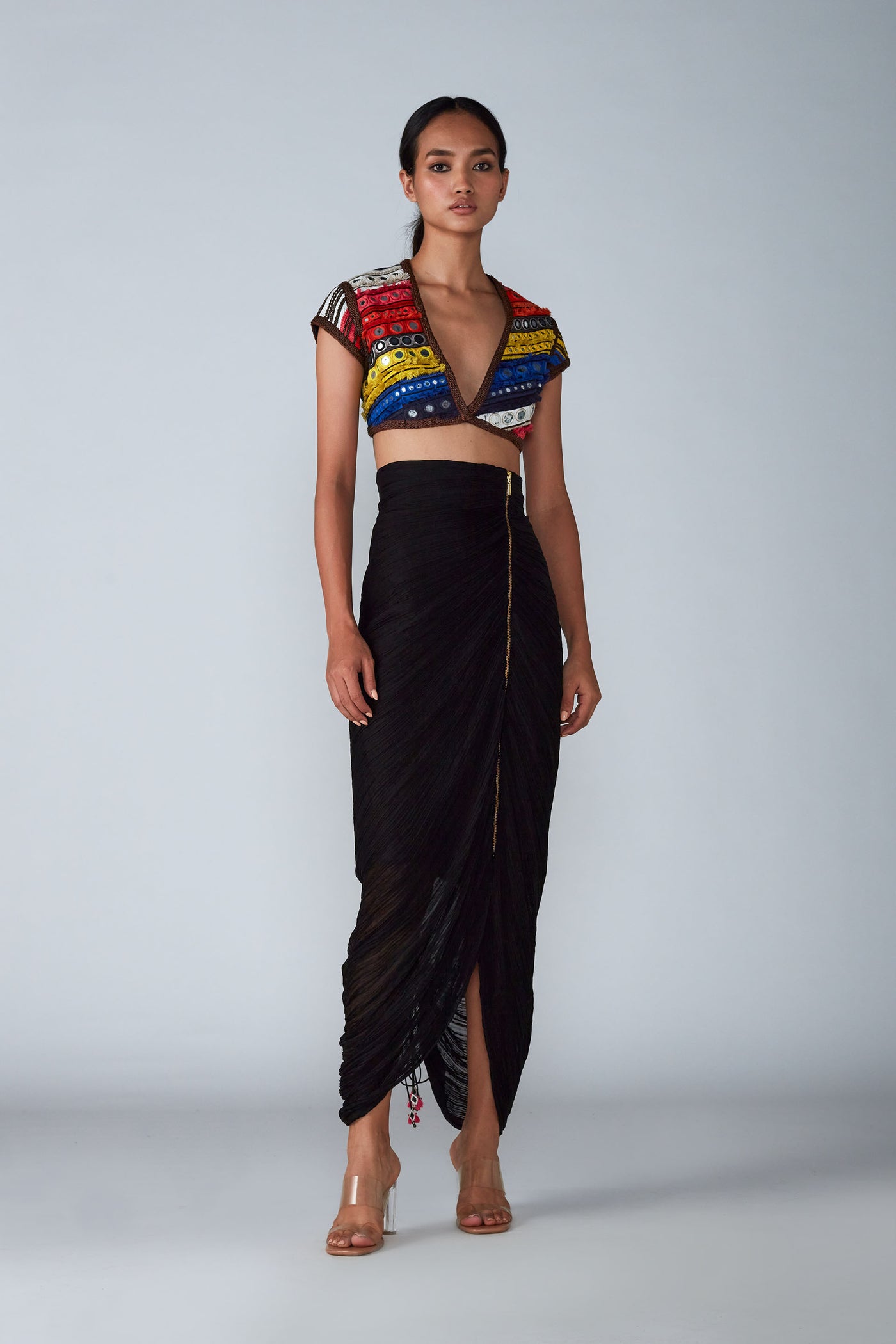 Saaksha and Kinni Micro Pleated Skirt With Zipper Detailingl western indian designer womenswear fashion online shopping melange singapore