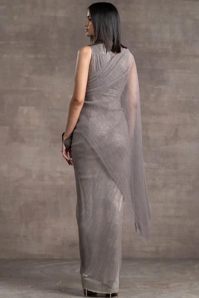 Tarun Tahiliani Asymmetric Draped Dress oyster festive indian designer wear online shopping melange singapore