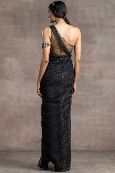 Tarun Tahiliani One-Shoulder Dress black festive indian designer wear online shopping melange singapore