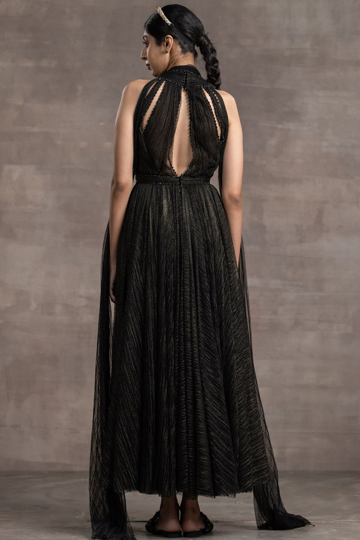 Tarun Tahiliani Long Flared Dress black festive indian designer wear online shopping melange singapore