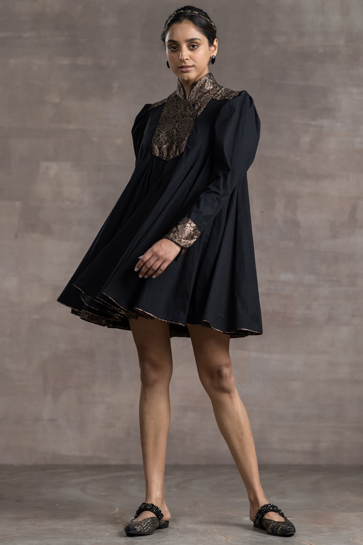 Tarun Tahiliani Flared Dress black festive indian designer wear online shopping melange singapore