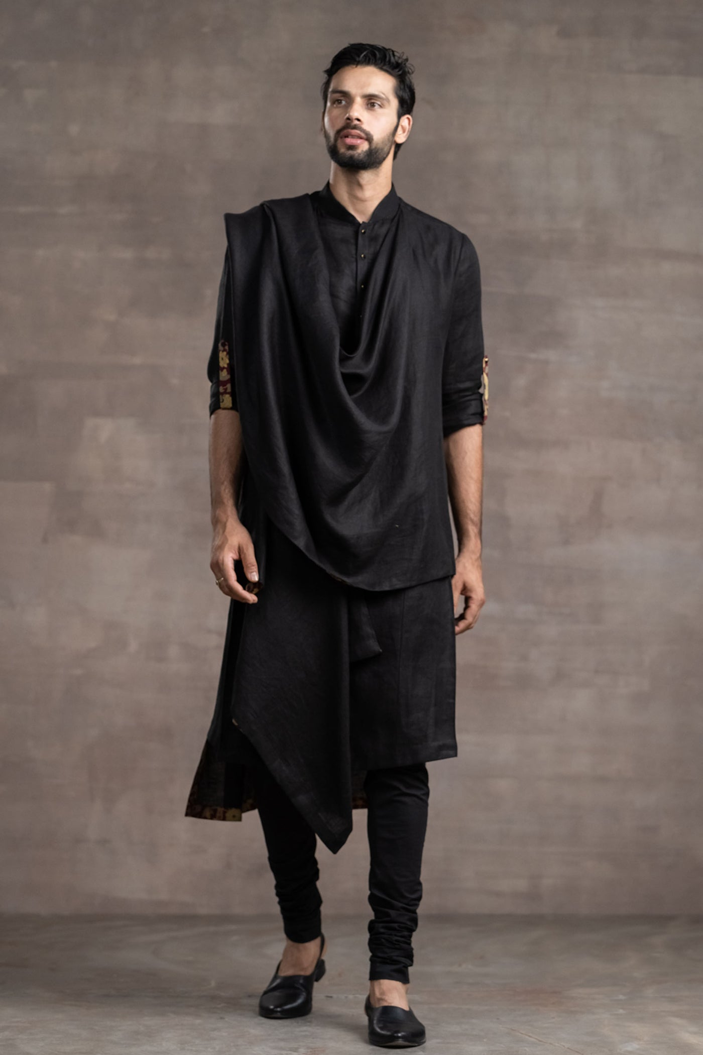 Tarun Tahitliani Draped Linen Kurta indian designer wear menswear online shopping melange singapore