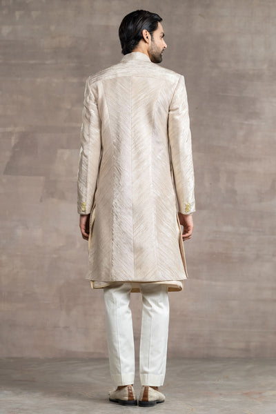 Tarun Tahitliani Textured Metallic Sherwani white indian designer wear menswear online shopping melange singapore