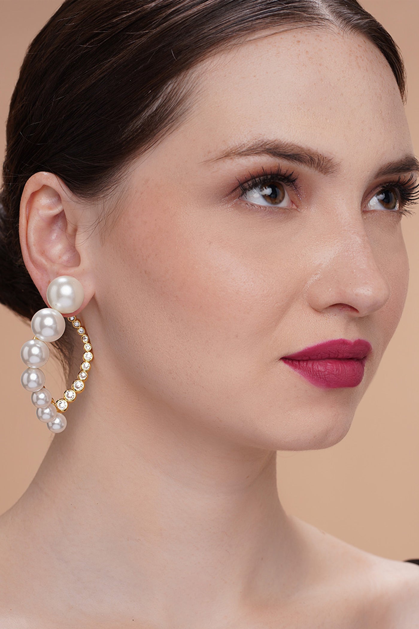 isharya Amara CZ Pearl Harp Earrings fashion jewellery online shopping melange singapore indian designer wear