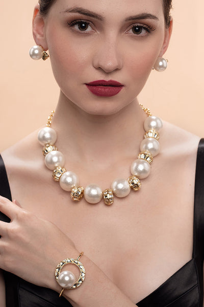 Isharya Amara Circle Pearl Cuff fashion jewellery online shopping melange singapore indian designer wear