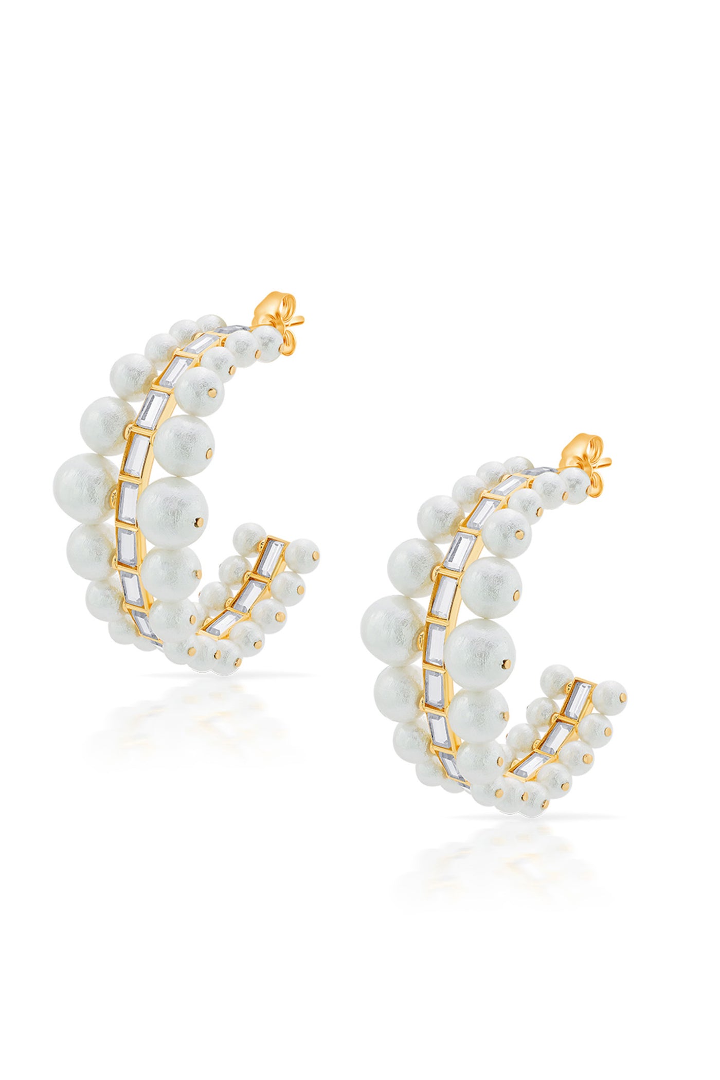 isharya Amara Double Pearl Hoop Earrings fashion jewellery online shopping melange singapore indian designer wear