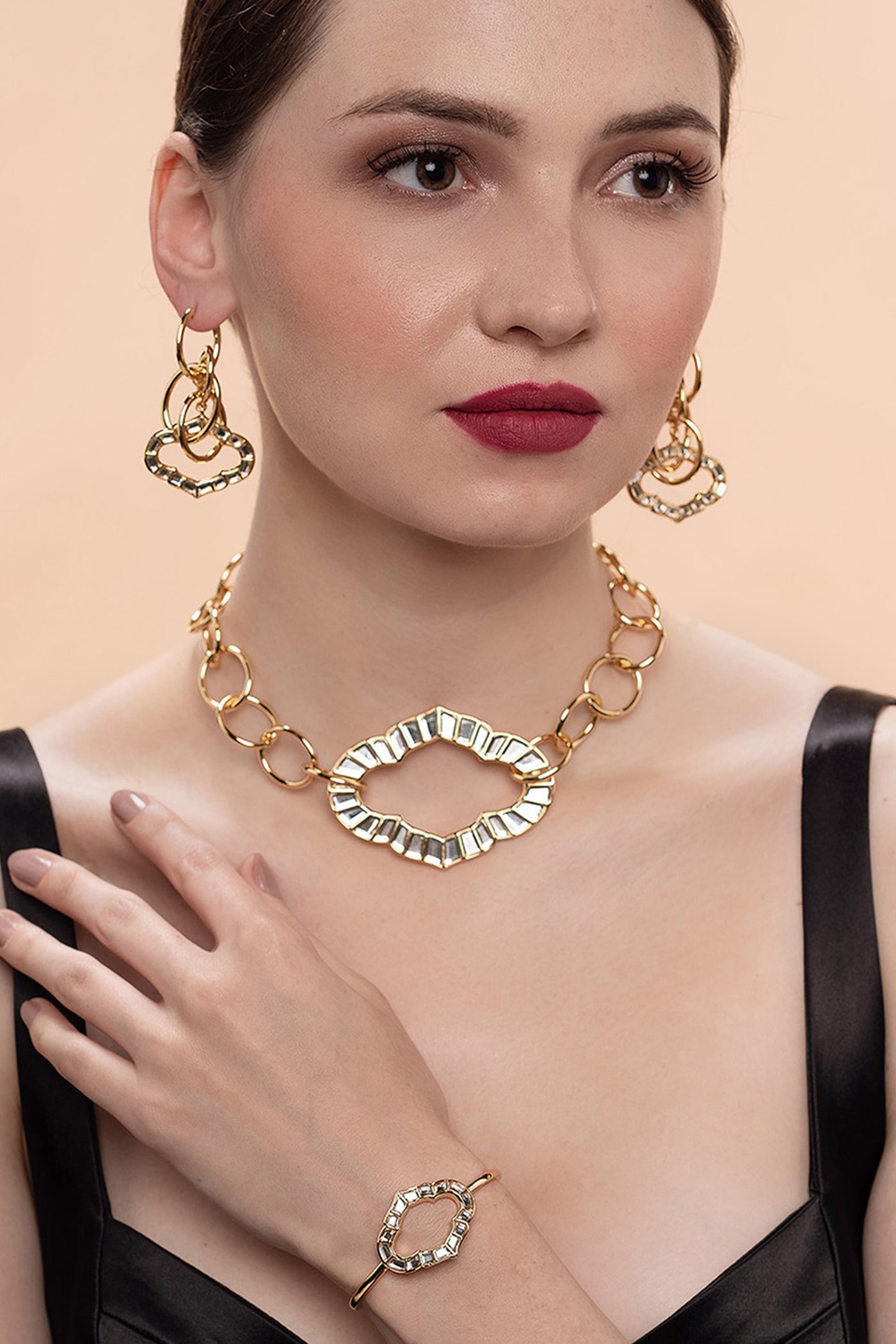 isharya Amara Interlocked Mughal Earrings fashion jewellery online shopping melange singapore indian designer wear