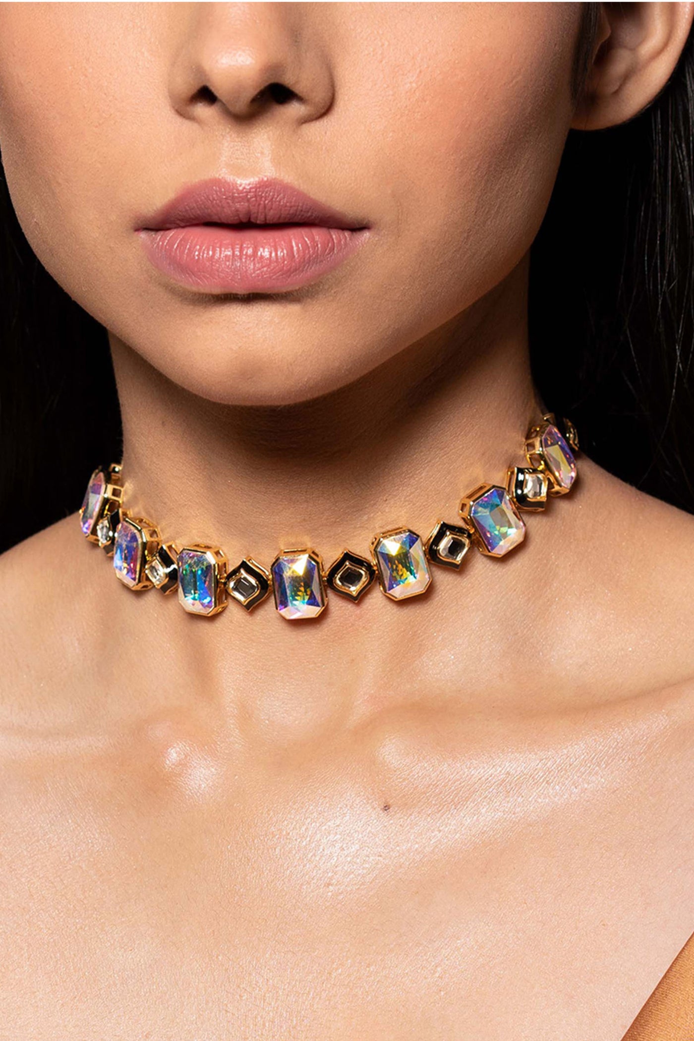 Isharya Amara Mirror CZ Choker Necklace fashion jewellery indian designer fashion online shopping melange singapore