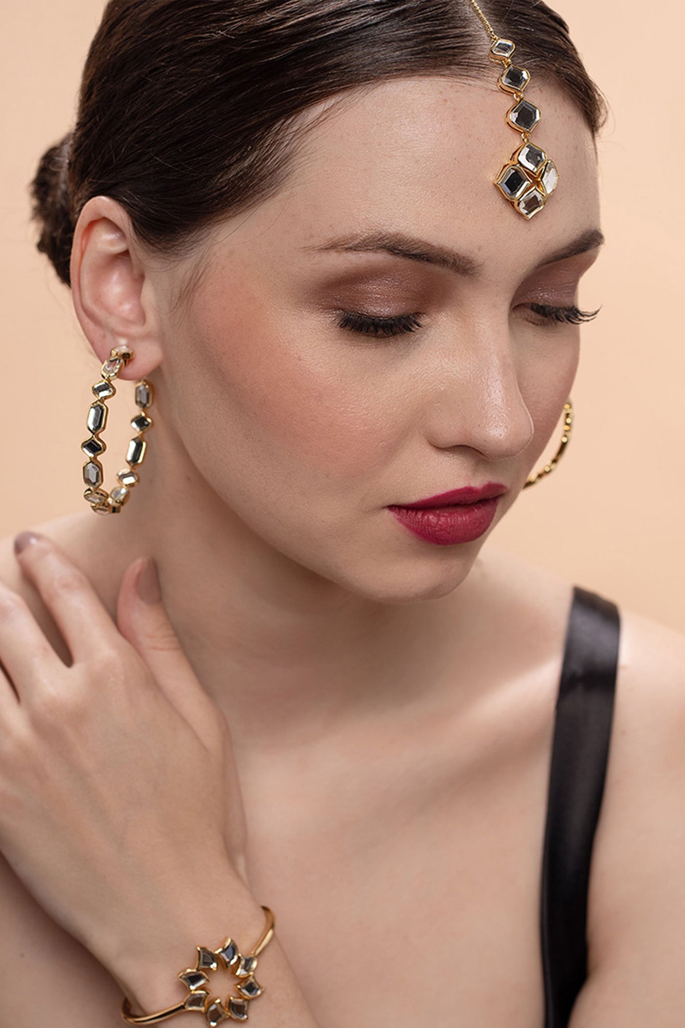 isharya Amara Mirror Cupola Long Earrings fashion jewellery online shopping melange singapore indian designer wear