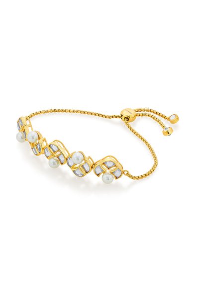 Isharya Amara Mirror Pearl Bracelet gold white fashion jewellery online shopping melange singapore indian designer wear