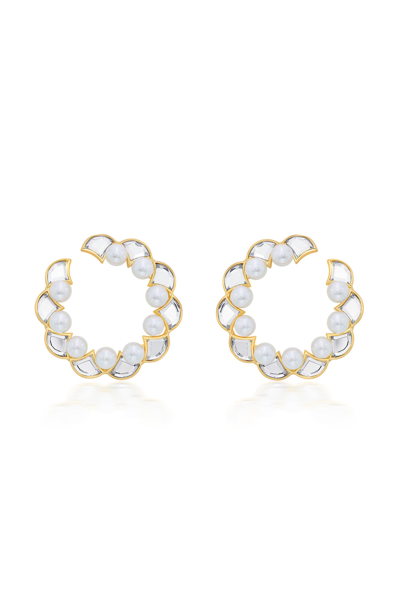 isharya Amara Mirror Pearl Hoop Earrings fashion jewellery online shopping melange singapore indian designer wear