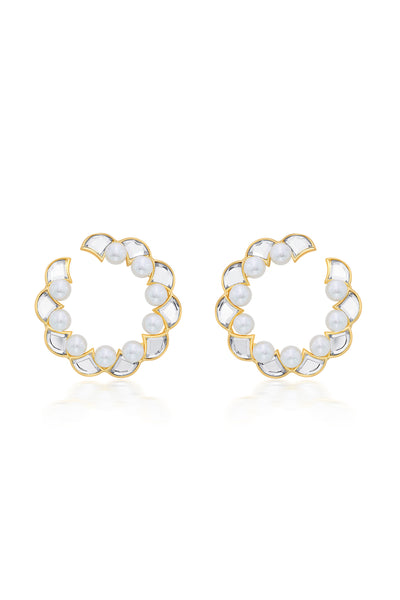 isharya Amara Mirror Pearl Hoop Earrings fashion jewellery online shopping melange singapore indian designer wear