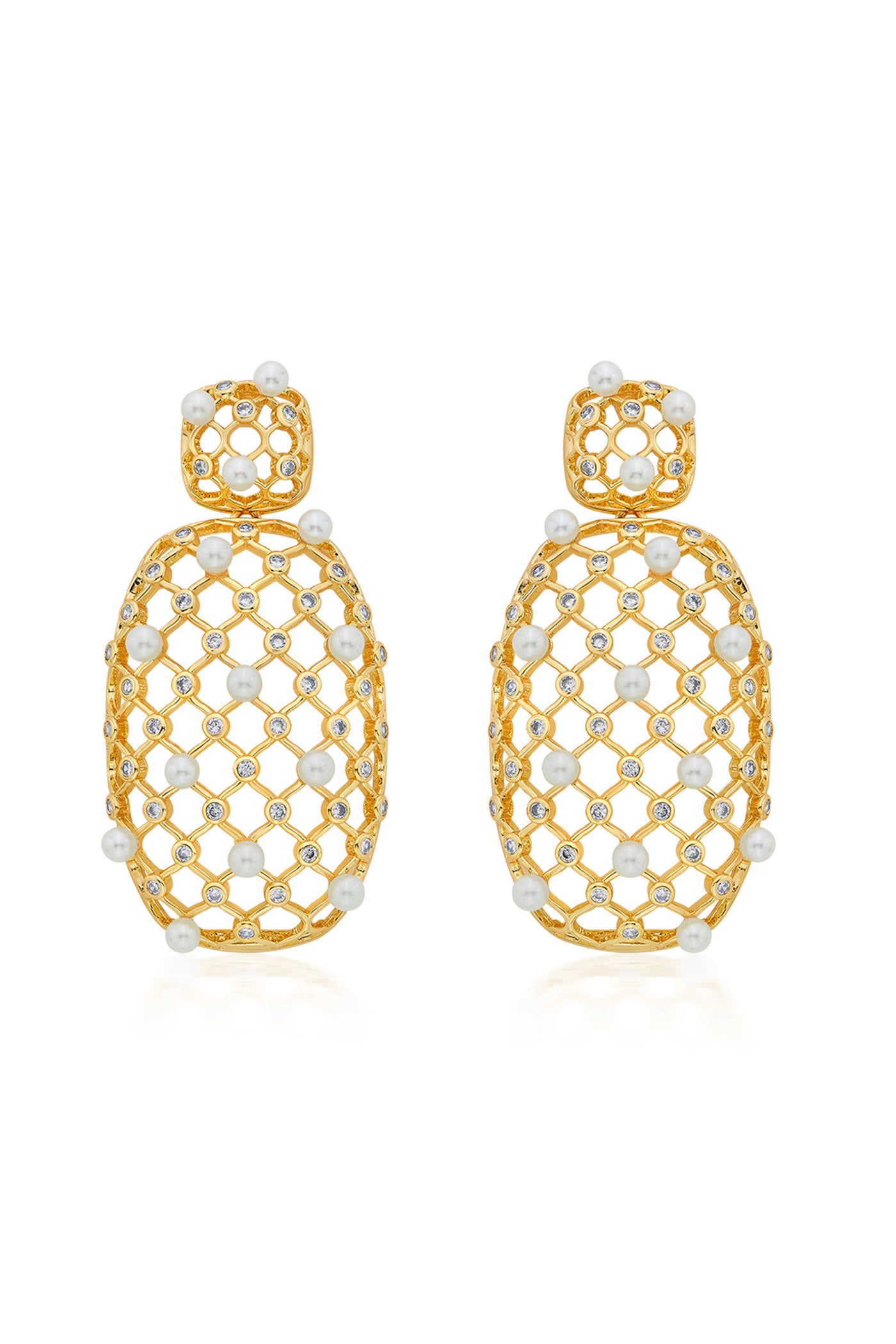 isharya Amara Pearl Lattice Earrings fashion jewellery online shopping melange singapore indian designer wear