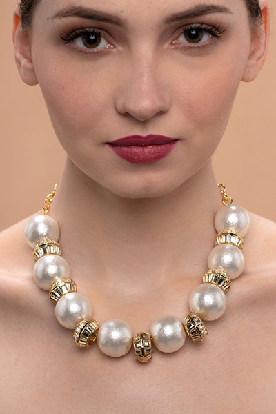 Isharya Amara Pearl Mirror Necklace fashion jewellery online shopping melange singapore indian designer wear