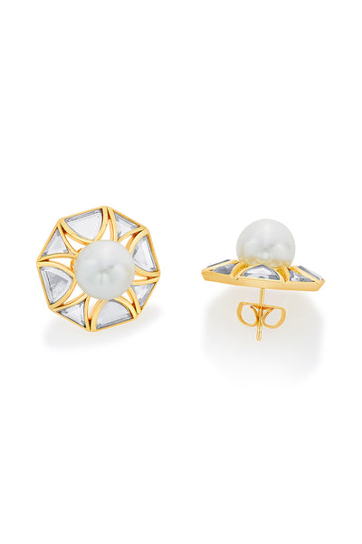 isharya Amara Pearl Octagon Earrings fashion jewellery online shopping melange singapore indian designer wear