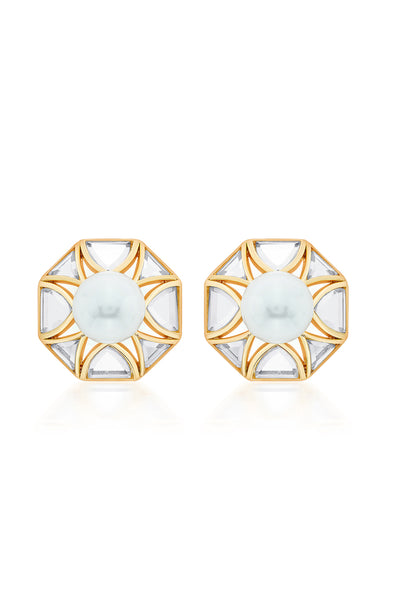 isharya Amara Pearl Octagon Earrings fashion jewellery online shopping melange singapore indian designer wear