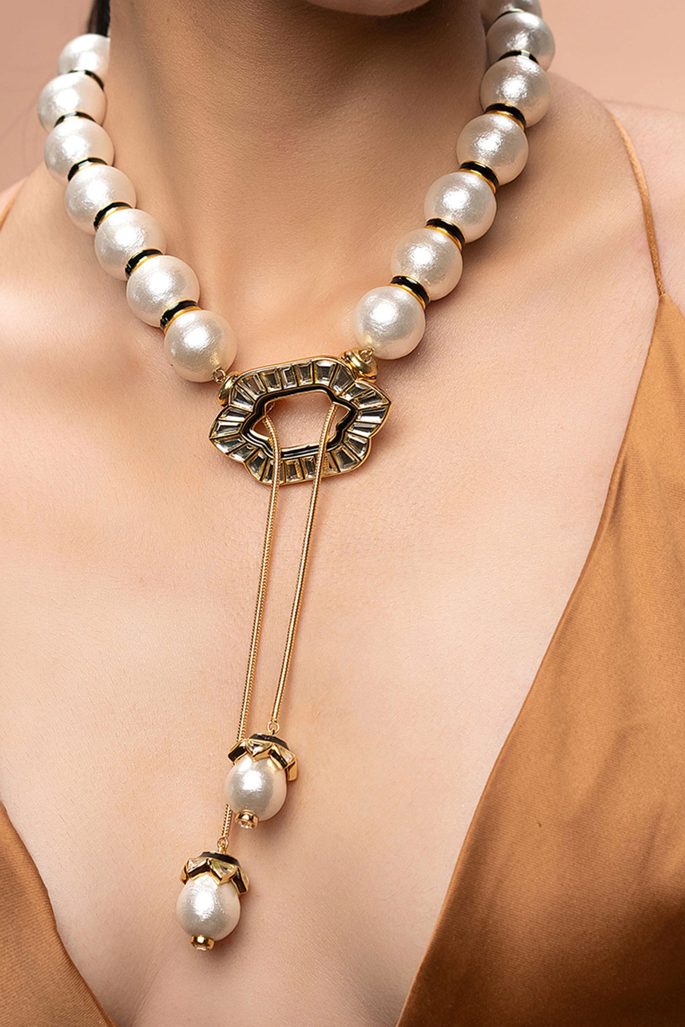 Isharya Amara Pearl String Choker Necklace fashion jewellery indian designer fashion online shopping melange singapore