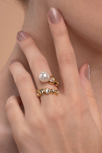 Isharya Amara Pearl Swirl Ring fashion jewellery online shopping melange singapore indian designer wear