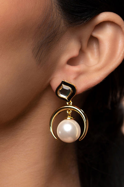 Isharya Amara Small Drop Pearl Stud Earrings fashion jewellery indian designer fashion online shopping melange singapore