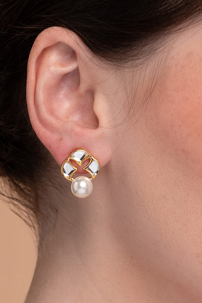 isharya Amara Statement Pearl Stud Earrings fashion jewellery online shopping melange singapore indian designer wear