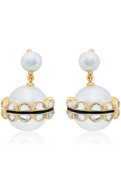 Isharya Amara mirror pearl duo drop earrings fashion jewellery indian designer fashion online shopping melange singapore