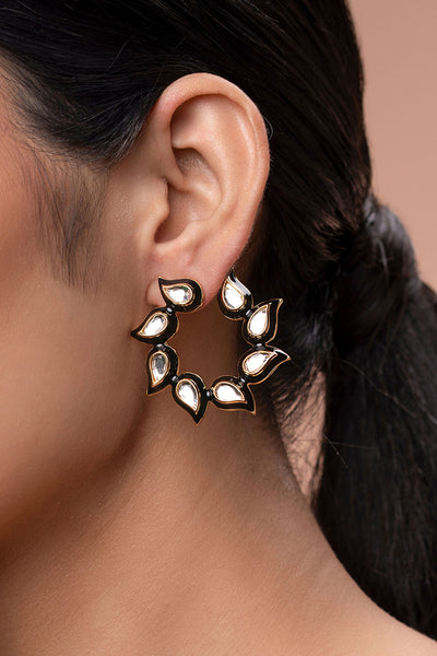 Isharya Amina Enamel Mirror Earrings fashion jewellery indian designer fashion online shopping melange singapore