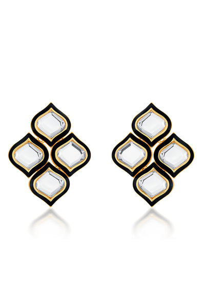 Isharya Amina Flower Mirror Stud Earrings fashion jewellery indian designer fashion online shopping melange singapore