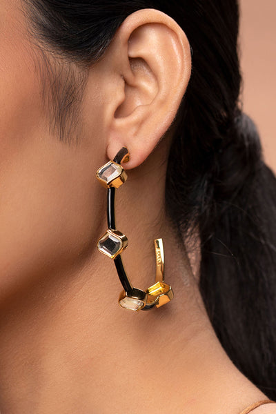 Isharya Amina Mirror Hoop Earrings fashion jewellery indian designer fashion online shopping melange singapore