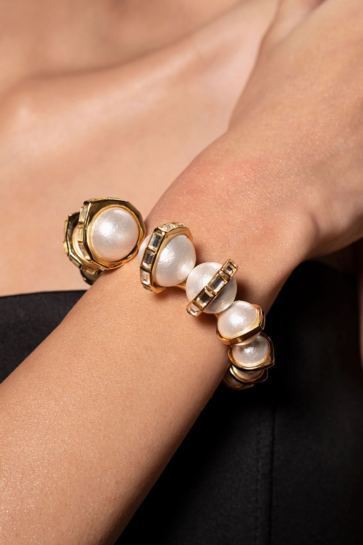 Isharya Amina Mirror Pearl Cuff fashion jewellery indian designer fashion online shopping melange singapore