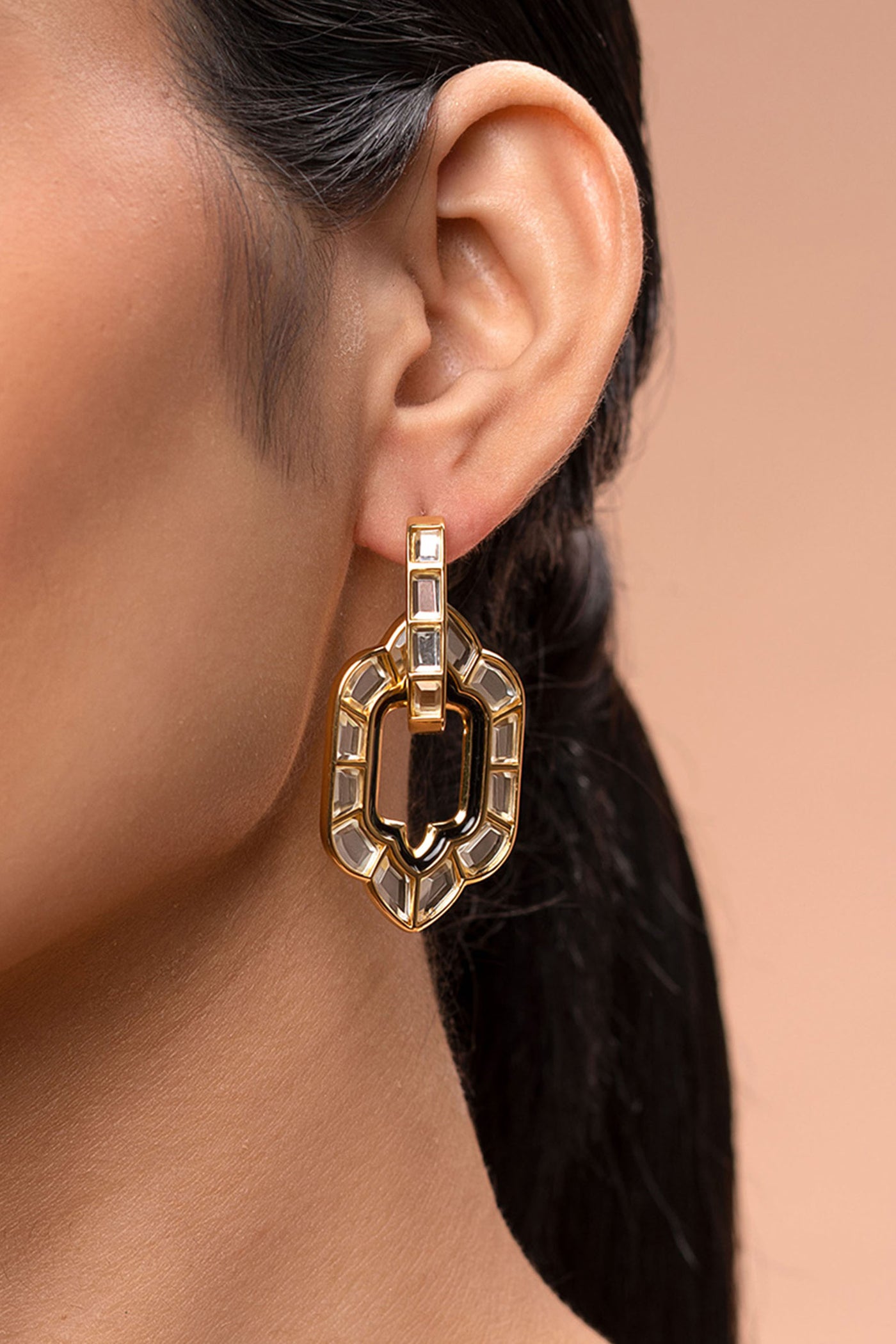 Isharya Amina Mirror Short Earrings fashion jewellery indian designer fashion online shopping melange singaporeIsharya Amina Mirror Short Earrings fashion jewellery indian designer fashion online shopping melange singapore