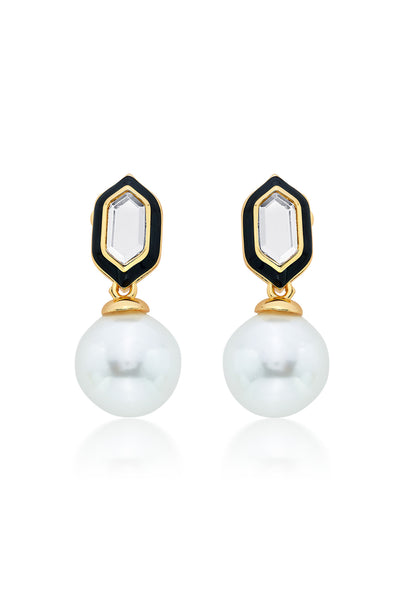 Isharya Amina Pearl Mirror Stud Earrings fashion jewellery indian designer fashion online shopping melange singapore