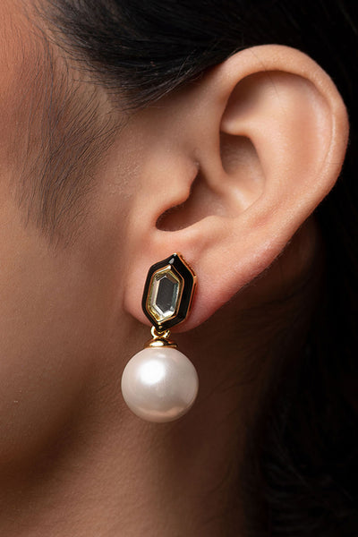Isharya Amina Pearl Mirror Stud Earrings fashion jewellery indian designer fashion online shopping melange singapore