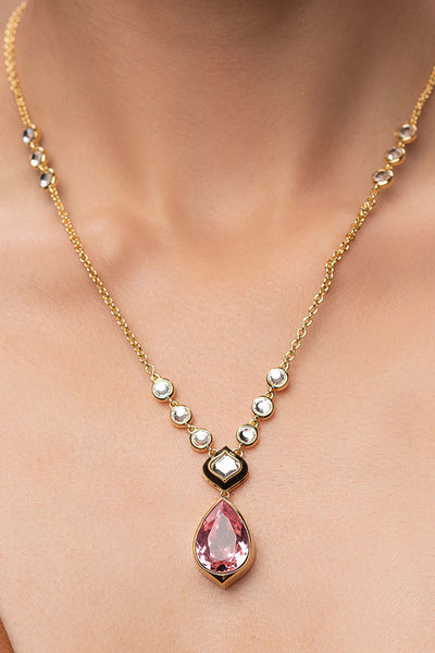 Isharya Amina Pink Crystal Necklace fashion jewellery indian designer fashion online shopping melange singapore