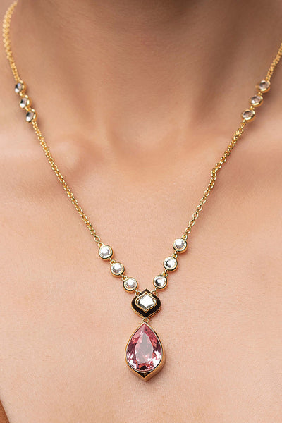 Isharya Amina Pink Crystal Necklace fashion jewellery indian designer fashion online shopping melange singapore
