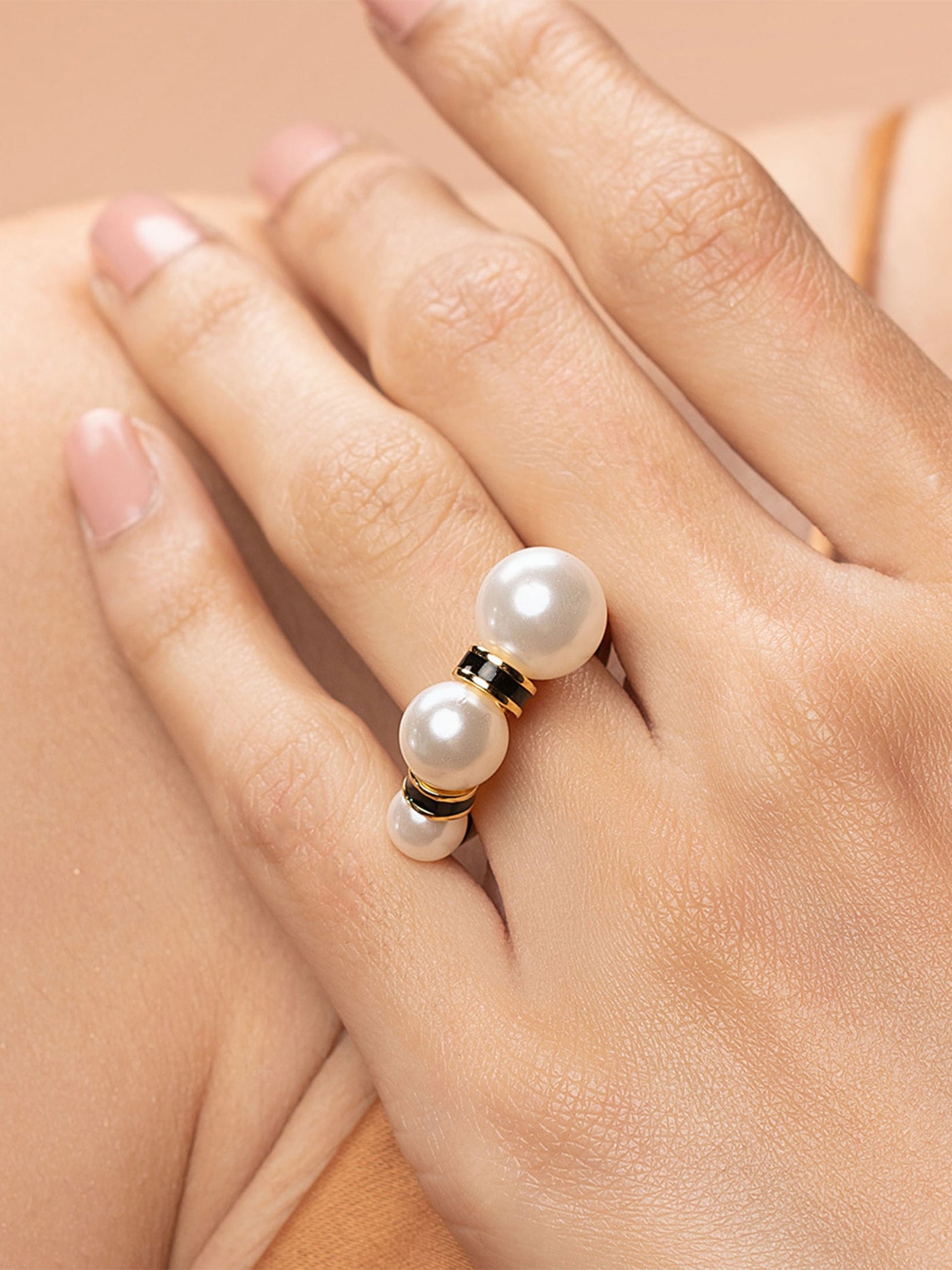 Isharya Amina Triple Pearl Ring fashion jewellery indian designer fashion online shopping melange singapore