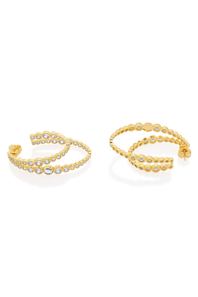 Isharya Aura Gold Double Hoop Earrings In 18kt Gold Plated fashion jewellery online shopping melange singapore indian designer wear